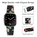 Miniatyrbild 4 av 5: För Fitbit Versa 2 / Fitbit Versa Lite läderklockarmband med runt spänne LPS Black Safflower