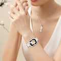 Miniatyrbild 7 av 7: Bling-stilfulla band kompatibla med   Watch Band 45mm 44mm 42mm 41mm 40mm 38mm för kvinnor, Sött metallarmband med skyddande fodral