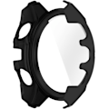 Miniatyrbillede 1 af 5: Fuld Dækning Etui med Skærmbeskytter Kompatibel med Garmin Fenix 8 47mm PC og Ægte Glas Beskyttelsesetui Smart Watch Tilbehør (Sort+Ora