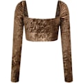 Miniatyrbild 5 av 5: Kvinnors volang långärmad off shoulder tie up back crop top blus
