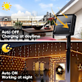 Miniatyrbillede 5 af 7: Solcelledrevne lyskæder til udendørs brug, 200 LED vandtætte solcelle julelys med 8 lystilstande til trægårdsfest juledekorationer, varm