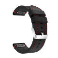 Miniatyrbild 2 av 5: För Garmin Fenix 3 Hr 26mm Läder Sömnad Stål Spänne Klockarmband TCL Black