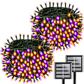 Miniatyrbillede 1 af 6: Solcelled Halloween-lys lilla og orange 2 PK 200 LED 66 FT lyskæde udendørs vandtæt automatisk tænd/sluk LED-fe lys grøn ledning med 8 tilstande