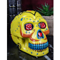 Miniatyrbilde 2 av 9: Retro Skull Style Hjemme Askebeger, Kompakt Kule Gravering Flamme Effekt Dekorativ Statue Resin Skulls and Crossbones Flammer Askebeger for Spooky Skeleton