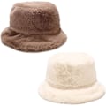 Miniatyrbillede 1 af 5: 2 stk. Unisex Vinter Bucket Hat Pakkelig Fluffy Pels Casual Varme Fiskerhatte