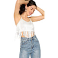 Miniatyrbilde 1 av 4: Kvinners Duskkant Trim Spaghetti Stropp V-Hals Camis Crop Top Vest