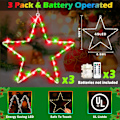 Miniatyrbillede 5 af 5: Julevindue Lys 3 Pakke Batteridrevet LED Stjernelys 8 Tilstande Timer