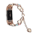 Miniatyrbillede 4 af 5: Til Fitbit Charge 5 Agat Lysende Perle Stål Urrem LZD Rose Gold