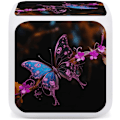Miniatyrbild 4 av 8: LED-väckarklocka, Nice Buerfly Print Multicolor Väckarklocka Geometrisk Väckarklocka Sovrumsväckarklocka Tyst Väckarklocka Vit Vit