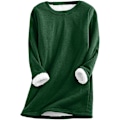 Miniatyrbillede 1 af 7: Stribet Fleece Pullover med Juleprint, Rund Hals, Rund Hals, Pasform Pullover Toppe, Mode Langærmet Træning A-grøn Stor A-grøn Stor