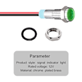 Miniatyrbilde 3 av 4: 3 stk Grønn 12V-24V 6Mm 1/4\" LED Metall Indikatorlys Hode