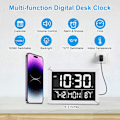 Miniatyrbild 2 av 9: Digital väckarklocka med snooze, liten klocka/bordsklocka, 6,3\" LED digital kalender, 12/24H, justerbar ljusstyrka/volym, skrivbordsklocka för vit