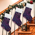 Miniatyrbild 4 av 7: Julklapp, Personliga Julklappsstrumpor 2-pack Boho Konstellation Stjärntecken Lila 45,7 cm Julstrumpor Hängande Ornament Kamin