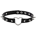 Miniatyrbillede 3 af 5: Vintage Punk Goth Studded Rivet Pu Læder Halskæde Choker