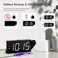 Miniatyrbild 4 av 5: Projektionsväckarklocka för sovrum med USB-laddare