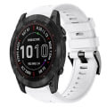 Miniatyrbillede 1 af 5: Til Garmin Fenix 7x Metal Spænde Solid Color Silikonurrem WUS White