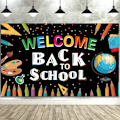 Miniatyrbillede 4 af 5: Velkommen tilbage til skolen Bannerdekoration Stor første skoledag