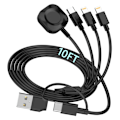 Miniatyrbillede 1 af 7: 6-i-1 multiopladerkabel til Apple Watch-oplader, 10FT USB A/C hurtigopladningskabel kompatibel med iWatch Ultra/SE/9/8/7/6/5/4/3 & iPhone