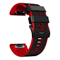 Miniatyrbillede 2 af 5: For Garmin Fenix 7x lodrette striber to-farvet silikone urrem LUL Black Red