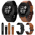 Miniatyrbild 3 av 4: För Garmin Instinct 22mm Läder Stål Spänne Klockarmband NCJ Brown