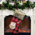 Miniatyrbild 3 av 7: Julklappsstrumpor, Julstrumpor, Julklappspåsar, 2021 Nya 4 st 18 tum Röd och Svart Buffelrutig Klassisk Tomte Snögubbe Rensa Jul C