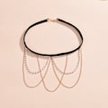 Miniatyrbild 2 av 4: Strand Imitation Pearl Leg Loop Body Chain Minimalistisk Pearl