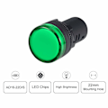 Miniatyrbillede 5 af 5: 10 stk grøn indikatorlampe AC/Dc 12V, 22Mm panelfastgørelse