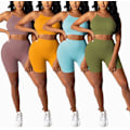 Miniatyrbild 5 av 5: Kvinnors 2-delade sommarjoggingkläder Spaghettiband Crop Top Shorts Jogger