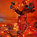 Miniatyrbilde 5 av 9: Juleoransje lyslenke T5 50 LED Halloween-lys, 120V UL, plugg inn T5 julelyssett 17ft grønn ledning koblingsbar for utendørs og innendørs