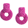 Miniatyrbild 1 av 5: Statement Raffia Runda Örhängen - Boho Drop Handgjorda Halmörhängen