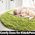 Miniatyrbilde 2 av 7: Grønn rund teppe for soverom, fluffy sirkulær teppe 4'X4' for barnerom, lodne teppe for tenåringsrom, shaggy sirkulær teppe for barnerom, fuzzy plysj