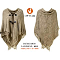 Miniatyrbillede 3 af 5: Stilfuld Horn Button Plaid Poncho V-halsudskæring, V-kant