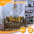 Miniatyrbilde 2 av 7: Strenglys 120LED 40FT, Kald Hvit Fe Lys Vanntett Koblebar Timer, 8 Moduser Plug in Julelys for Soverom Utendørs Fest Kjølig