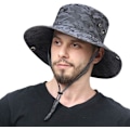 Miniatyrbild 1 av 5: Andningsbar bredbrättad hatt utomhus UPF 50+ solskydd mesh safari keps för