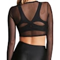 Miniatyrbillede 3 af 3: Kvinders Gennemsigtig Mesh Langærmet Crop Top Sexet T-shirt Bluse
