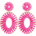 Miniatyrbild 1 av 5: Raffia Tassel Hoop Drop Earrings Hantverk Mode Statement Smycken