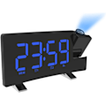 Miniatyrbild 1 av 8: Projektion för sovrum med radio, 8” böjd skärm LED digital klocka stor display, USB-laddningsport, automatisk dimmer, snooze, dubbel väckarklocka