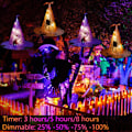 Miniatyrbild 7 av 9: Utomhus solcellslampor med häxhatt, 8 st hängande lysande häxhattslampor, 33 fot 8 lägen vattentäta solcellslampor för utomhus Halloween