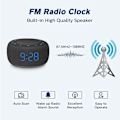 Miniatyrbild 6 av 7: Bluetooth-högtalarväckarklocka med FM-radio - Högkvalitativt ljud, dimmer med full räckvidd, väckarklockradio för sovrummet Svart Svart