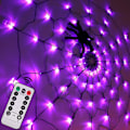 Miniatyrbillede 1 af 7: Spider Web Lights - 4FT Diameter 70 LED med Sort Edderkop, Vandtætte Net Lights, Fjernbetjening, 8 Tilstande Cobweb til Hus Have Indendørs Udendørs