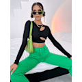 Miniatyrbilde 3 av 5: Kvinners utskårne langarmede rundhalsade Crop Top Slim