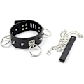 Miniatyrbillede 2 af 5: Halsbånd Choker med snor, Punk blødt læder justerbar Choker, O-ring hals