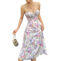 Miniatyrbild 1 av 5: Boho Blommig Långklänning för Kvinnor Y2k Spaghetti Rem Bodycon Långklänning Blomma