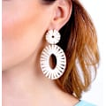 Miniatyrbilde 2 av 5: Raffia Tassel Hoop Drop Øredobber Håndlaget Mote Statement Smykker