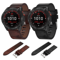 Miniatyrbillede 3 af 5: For Garmin Fenix 7x Solar 26mm Læder Stål Spænde Urrem BZU Brown