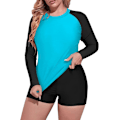 Miniatyrbild 3 av 5: Kvinnors Plus Size 2-delad långärmad Rash Guard Baddräkt Simtröjor Topp UPF 50+