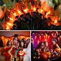 Miniatyrbillede 8 af 9: Halloween-lys flimrende flammelyskæde med 12 stk. C7 orange flammepærer (2 reserve), 12,8 fod orange flammelyskæde til indendørs