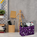 Miniatyrbild 6 av 8: Pennhållare 2 fack, vacker mörk lila bling glitter gnistrar mönster pennorganisatör kopp skrivbordstillbehör förvaring, PU läder smink stil(254) En