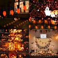 Miniatyrbilde 6 av 9: 25Ft C7 Keramiske oransje Halloween-lys utendørs innendørs, flott som oransje lys for hjemmefest hagegårdsgjerde, med 27 stk keramiske oransje lys