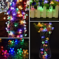 Miniatyrbillede 3 af 9: Sæt stikket i dekorative kirsebærblomster-lyskæder, 33ft 100 LED USB-lyste blomsterdekorationer med timer til indendørs soveværelse telt seng terrassefest